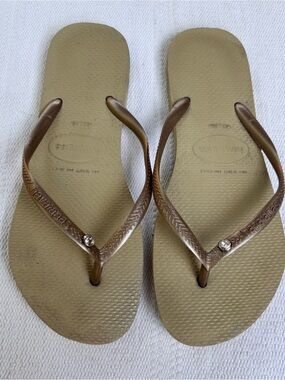 Havaianas Slim Crystal Glamour flip flops size womens 9/10